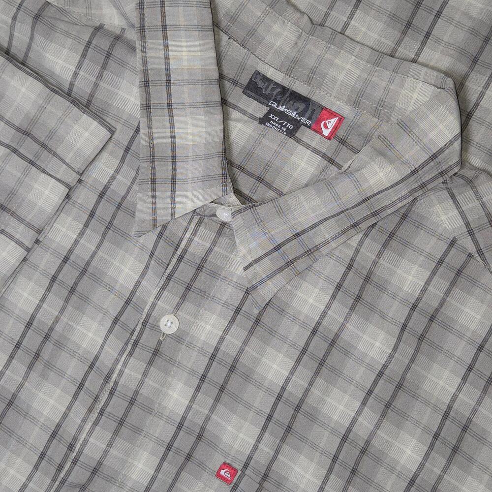 Quiksilver Plaid Short Sleeve Button Up Shirt Mens XXL Green Casual